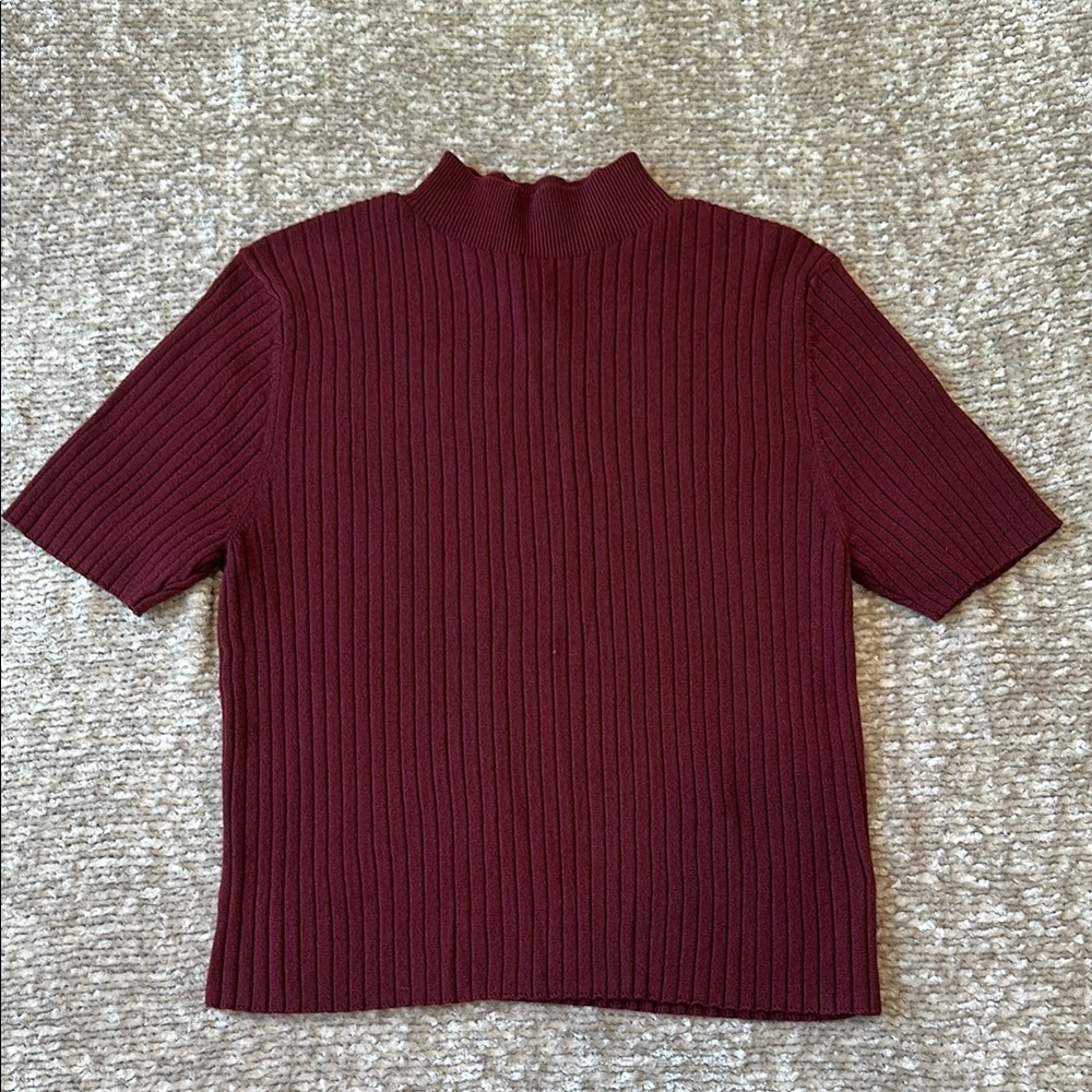 A New Day Red Ribbed Fitted T-Shirt